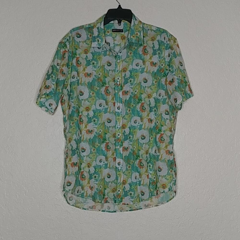 Postmarc Abstract‎ Floral Button Front Shirt Size XL